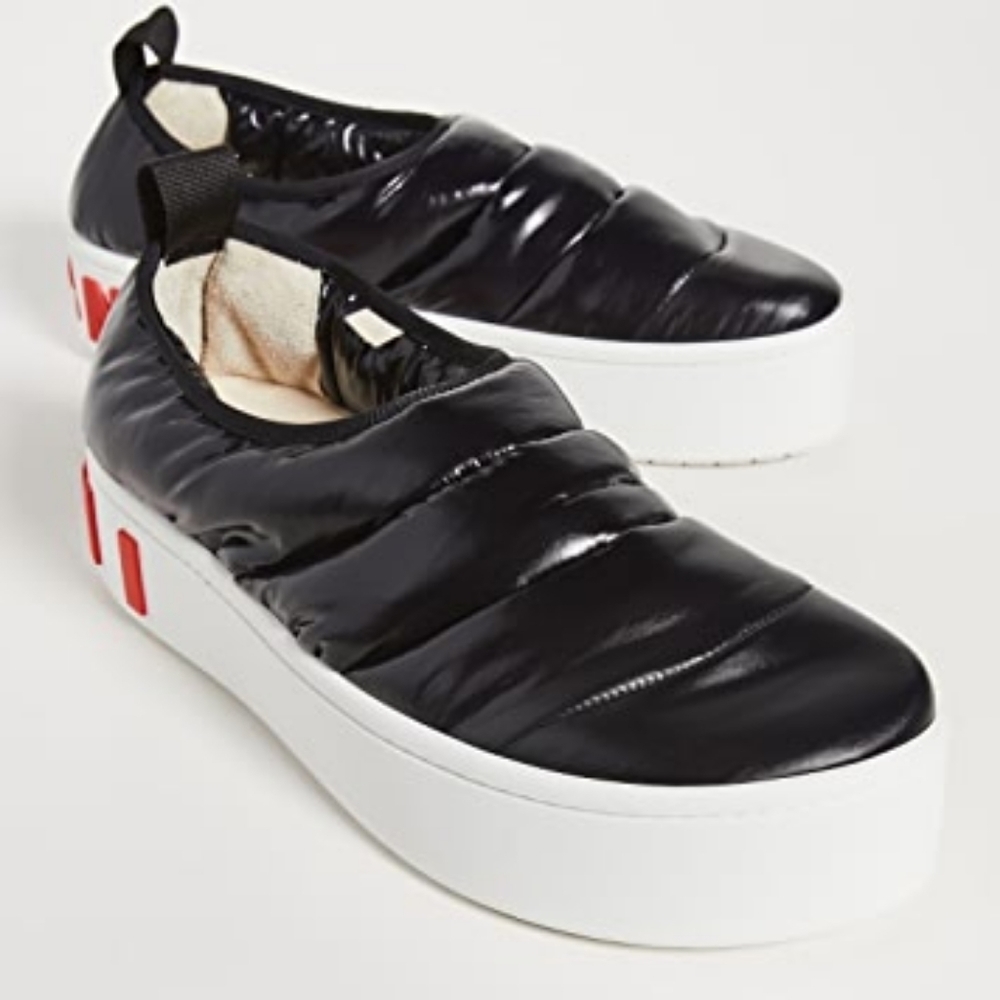 Marni Black Puffed Nylon Slip On Low Sneakers Nib
